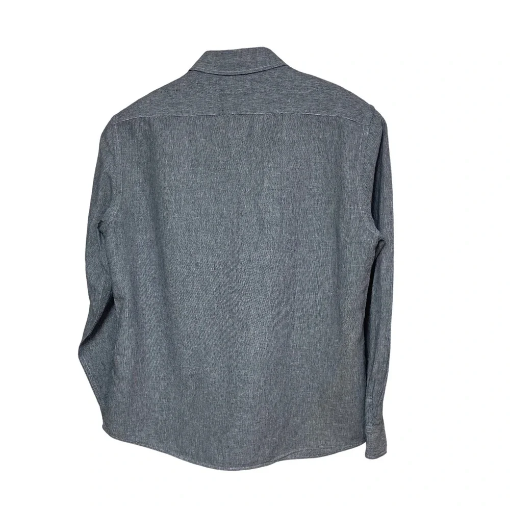 Banana Republic Mens Large Gray Linen Cotton Untucked Fit Long Sleeve Shirt